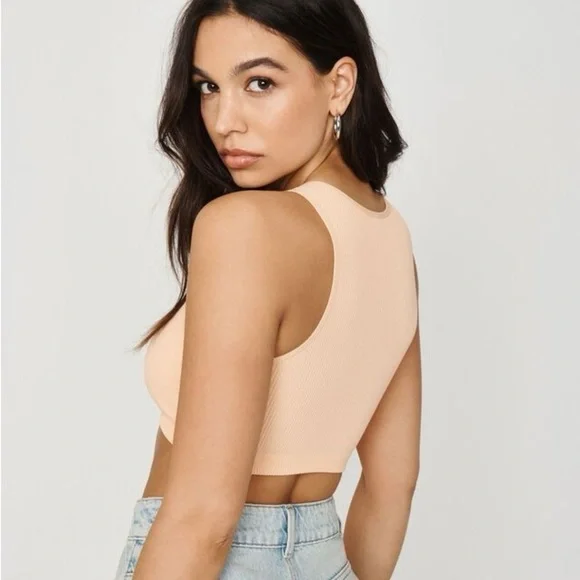 Garage Peach Ribbed Crop Top - Picture 3 of 7